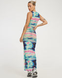 image of Roskila Maxi Dress in Multi Blur Orb Navy