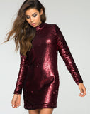 Image of Ruby Rose Bodycon Dress in Fishcale Matte Sequin Wine