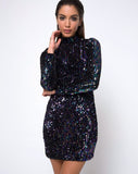 Ruby Rose Bodycon Dress in Petrol Sequin