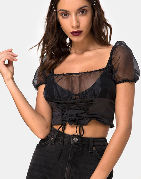 Ruina Top in Satin Black