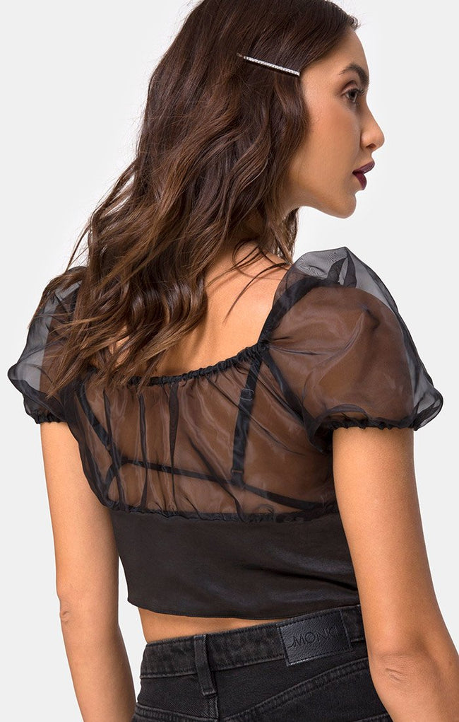 Ruina Top in Satin Black