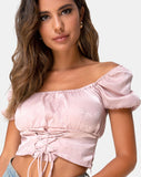 Ruiz Off The Shoulder Top in Satin Dusty Rose