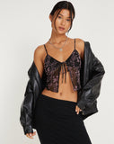 image of Rumak Cami Top in Butterfly Vine Flock Black and Pink