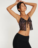 image of Rumak Cami Top in Butterfly Vine Flock Black and Pink