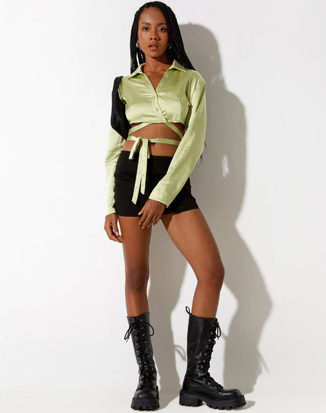 Image of Elyse Crop Top in Satin Nile Green