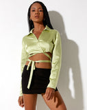 Image of Elyse Crop Top in Satin Nile Green