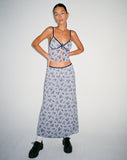 image of Rinzi Maxi Skirt in Light Blue Black Botanist Flocking