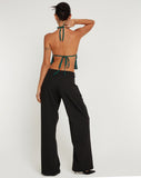 image of Runita Halter Top in Drape Sequin Forest Green