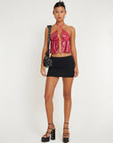 image of Runita Halter Top in Mini Sequin Metallic Pink