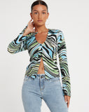 image of Ruth Shirt in Warped Zebra Blue