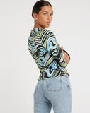 image of Ruth Shirt in Warped Zebra Blue