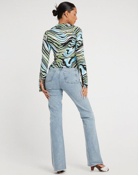 image of Ruth Shirt in Warped Zebra Blue