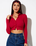 Image of Ryals Long Sleeve Top in Rib Racing Red