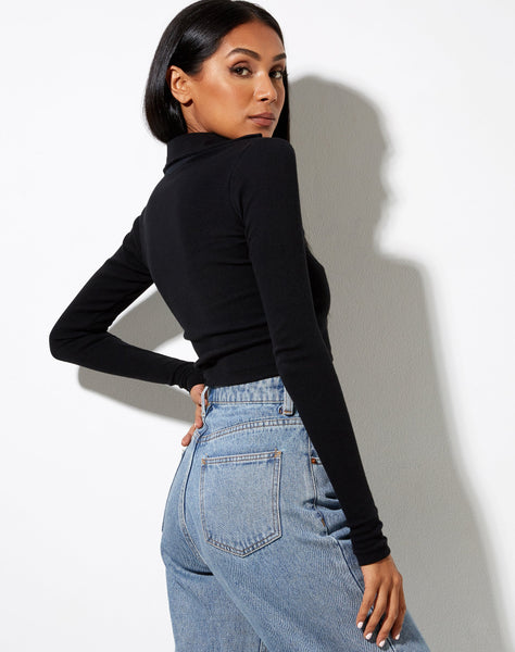 Image of Ryals Long Sleeve Top in Rib Black