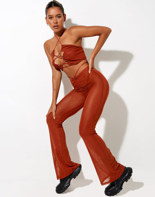 Image of Sakeri Flare Trouser in Mesh Toffee