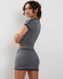 Image of Sabelle Mini Wrap Skirt in Grey Navy Sporty Micro Spot