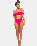 Shaca Bikini Top in 80's Crinkle Pink Highlighter