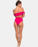 Shaca Bikini Top in 80's Crinkle Pink Highlighter