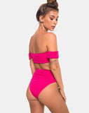 Shaca Bikini Top in 80's Crinkle Pink Highlighter