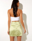 Sachi Mini Skirt in Satin Nile Green