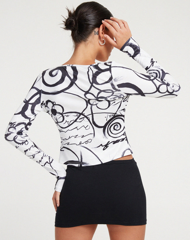 image of Sadiah Cardi in Mono Doodle Black and White