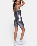 Sadie Unitard in Metallic Silver