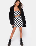 Villy Crop Top in Checker Board Medium B/W