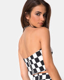 Villy Crop Top in Checker Board Medium B/W