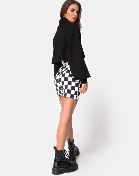 Saffy Bodycon Skirt in Checker Board Medium