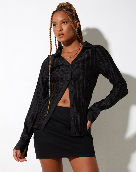 Image of Sagira Top in Crinkle Black