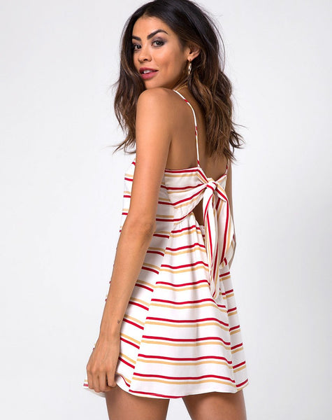 Sagra Slip Dress in 70's Ivory Horizontal Stripe