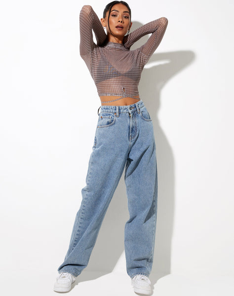 Image of Sahila Crop Top in Mini Check Chocolate