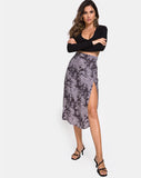 Saika Midi Skirt in Bleached Tie Dye Grey