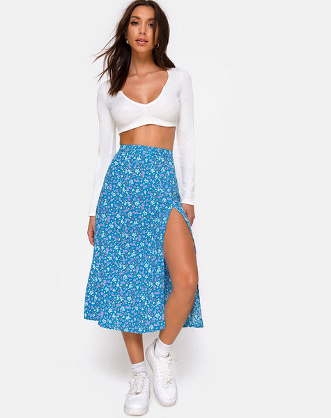 Image of Saika Midi Skirt in Bloom Baby Blue