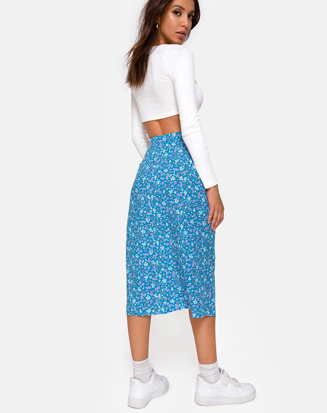 Image of Saika Midi Skirt in Bloom Baby Blue