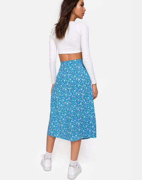 Image of Saika Midi Skirt in Bloom Baby Blue