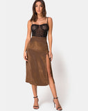 Saika Skirt in Satin Brown