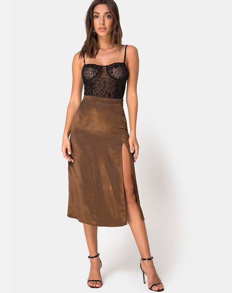 Saika Skirt in Satin Brown