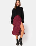 Saika Midi Skirt in Satin Rose Burgundy