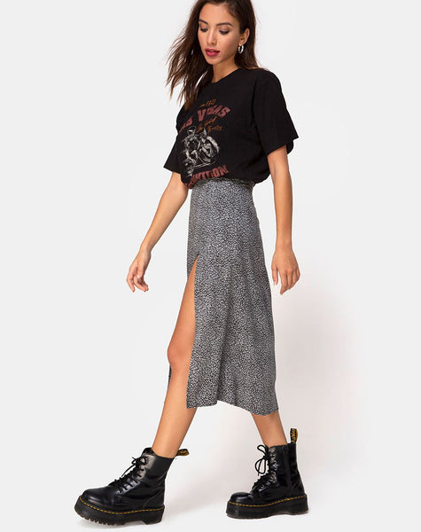 Saika Midi Skirt in Ditsy Leopard Grey