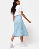 Saika Midi Skirt in Ditsy Rose Blue