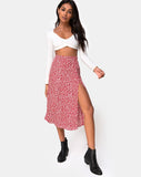 Saika Skirt in Ditsy Rose Red Silver