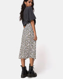 Saika Midi Skirt in Floral Field Olive