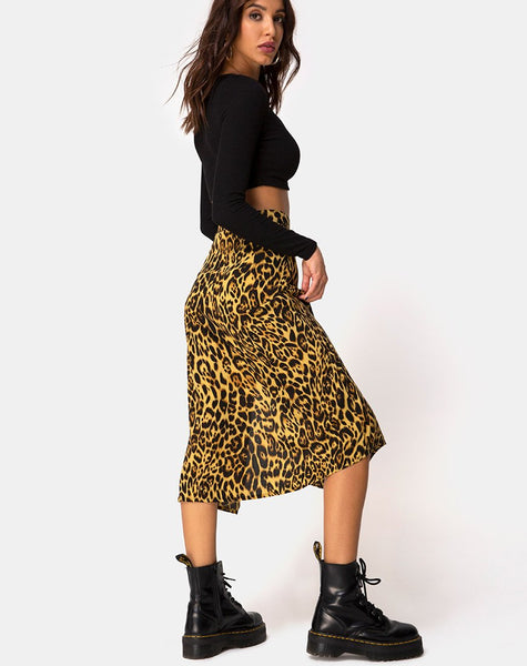 Saika Midi Skirt in Leopard