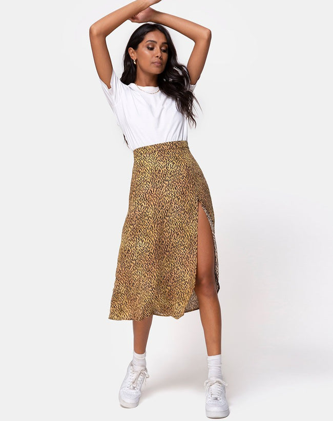 Saika Midi Skirt in Mini Tiger Brown