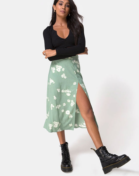 Lyra Midi Skirt in Sage