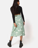 Saika Midi Skirt in Mono Flower Green