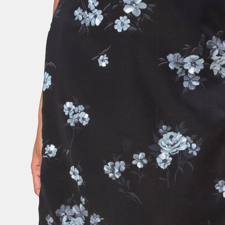 Saika Midi Skirt in Mono Flower Black