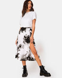 Saika Skirt in Mono Tie Dye Black and White