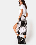 Saika Skirt in Mono Tie Dye Black and White